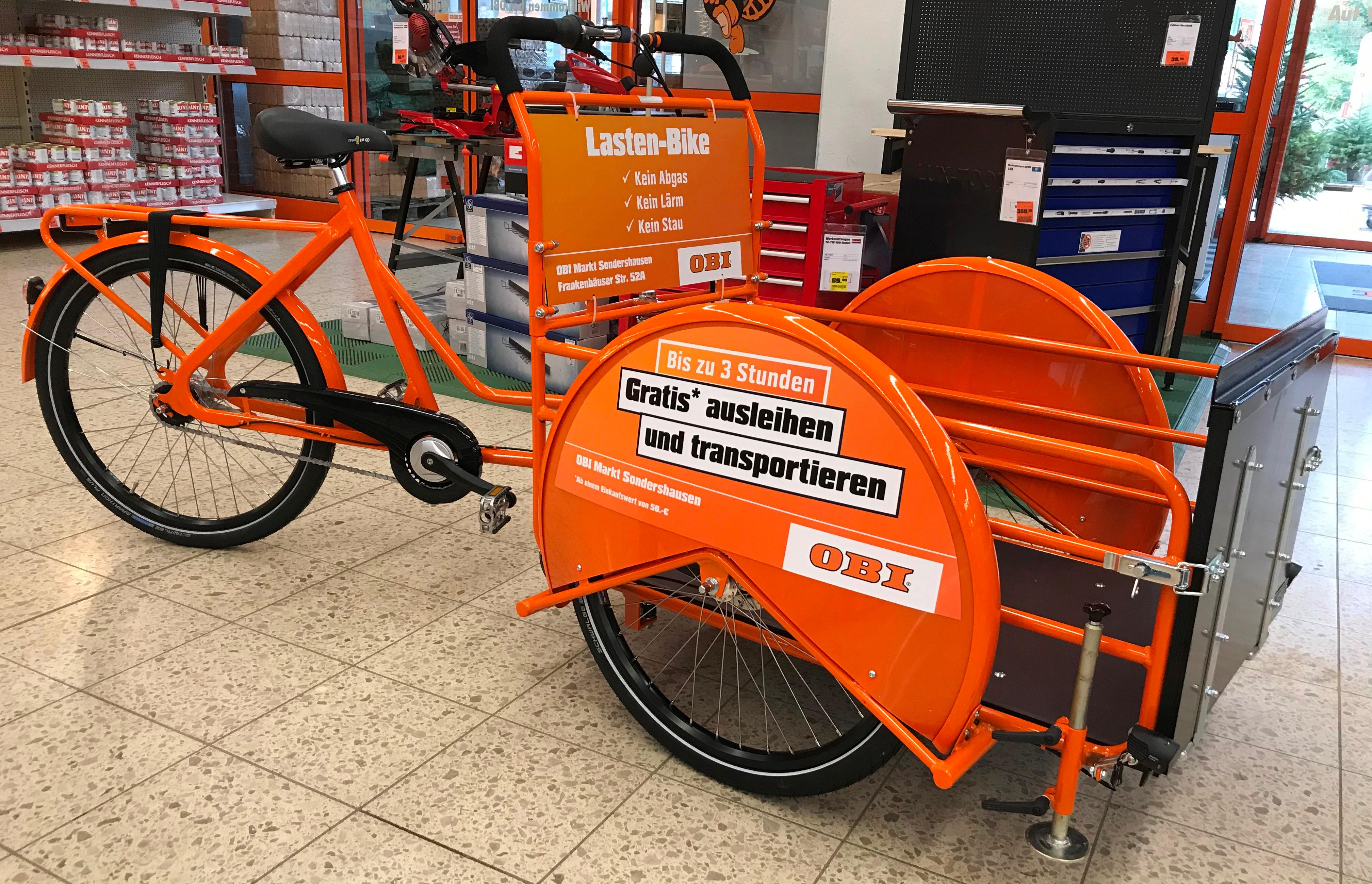 Das neue Lastenbike im OBI Sondershausen