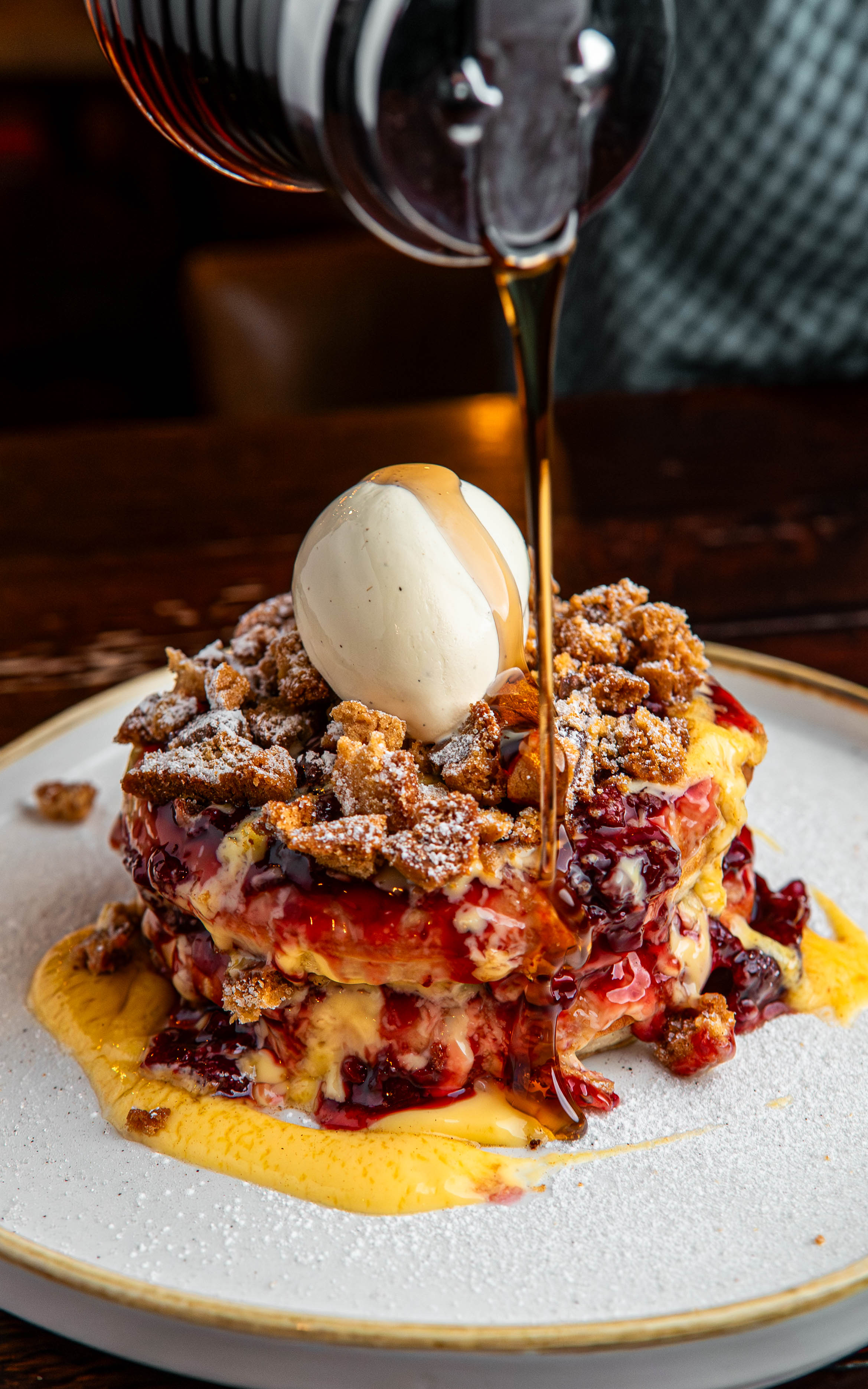 Black Cherry, Cookie Crumble & Custard Pancake