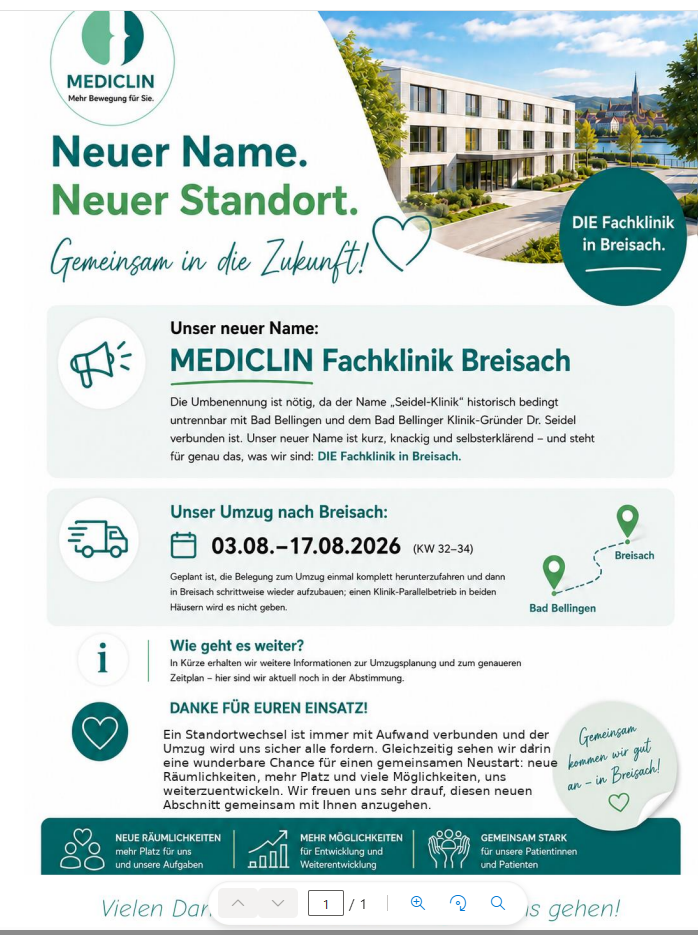 MEDICLIN Fachklinik Breisach - vorher MEDICLIN Seidel-Klinik, Zeppelinstraße 37 in Breisach am Rhein