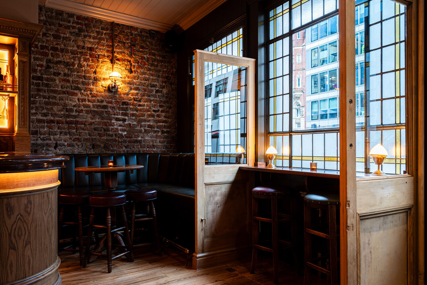 Inside one of the beautiful areas of the Hoop & Grapes Shepherd Neame pub in Farringdon, London
