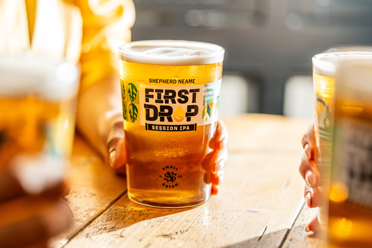 A pint of first drop on the table in the Sin Bin Chatham.