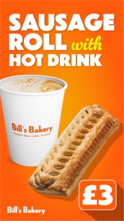 Sausage Roll with Hot Drink