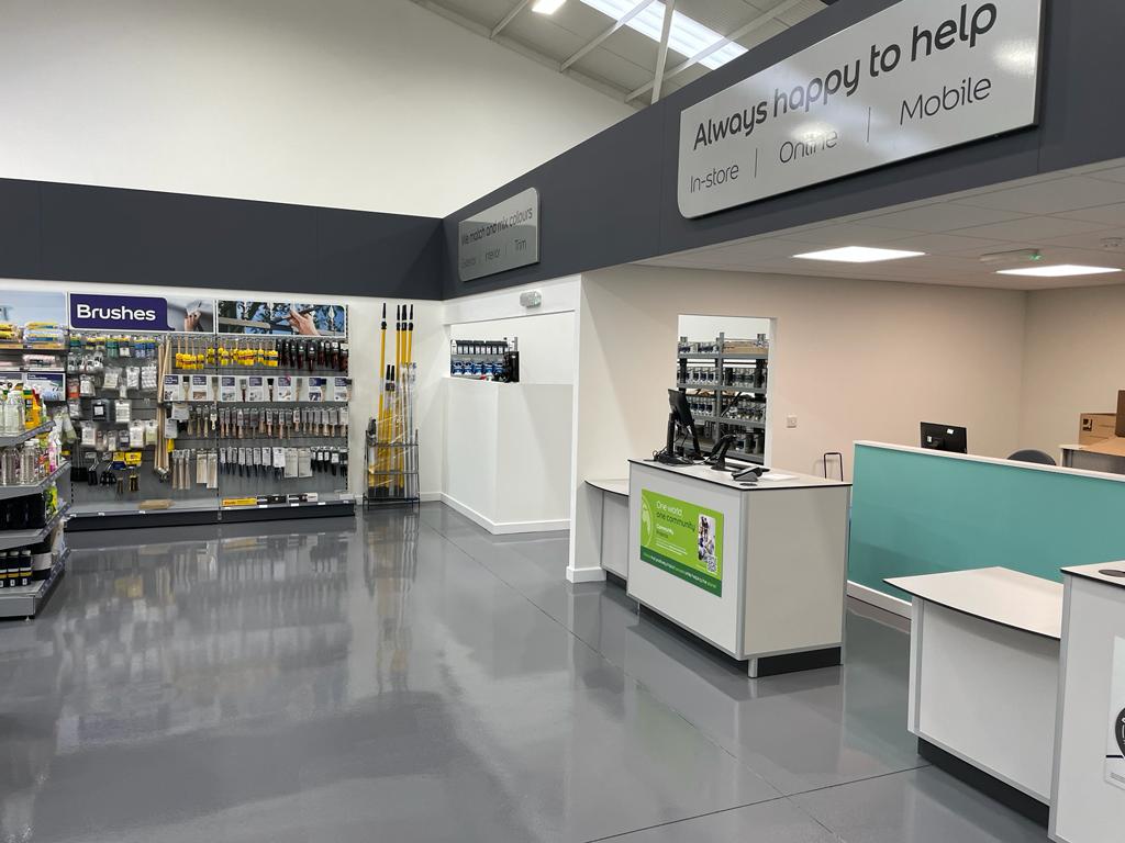 Inside the store - brushes range and store counter