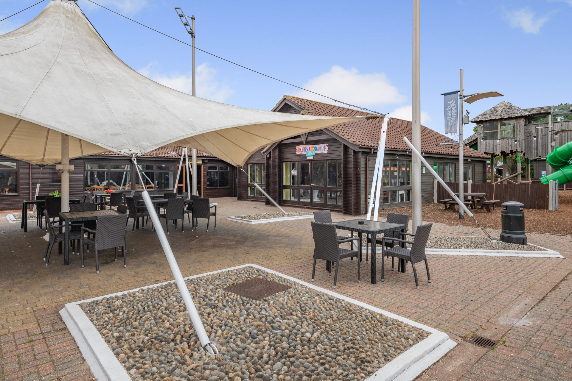 Outdoor seating at Vauxhall Holiday Park