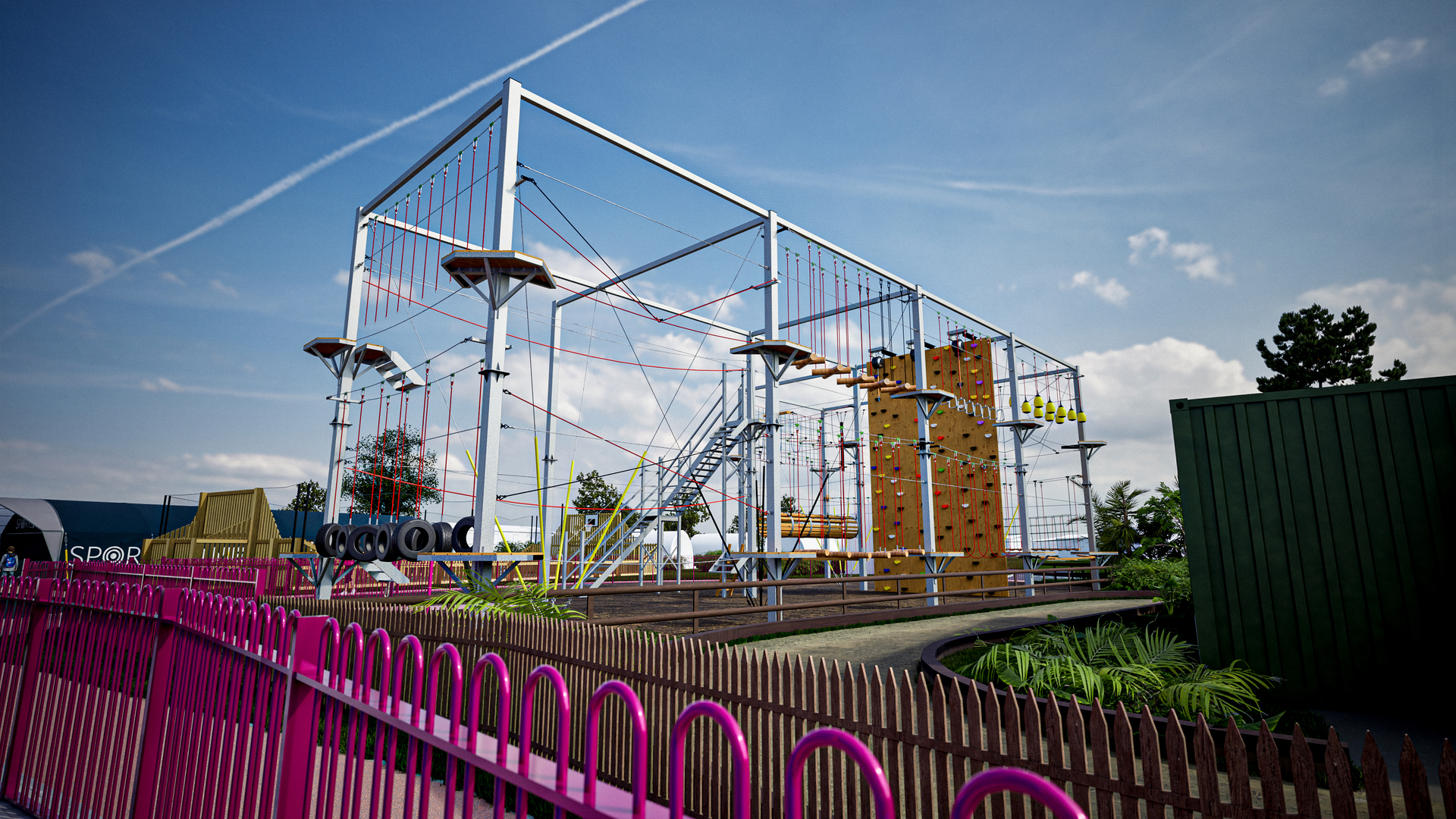 High ropes and climbing wall at Vauxhall Holiday Park
