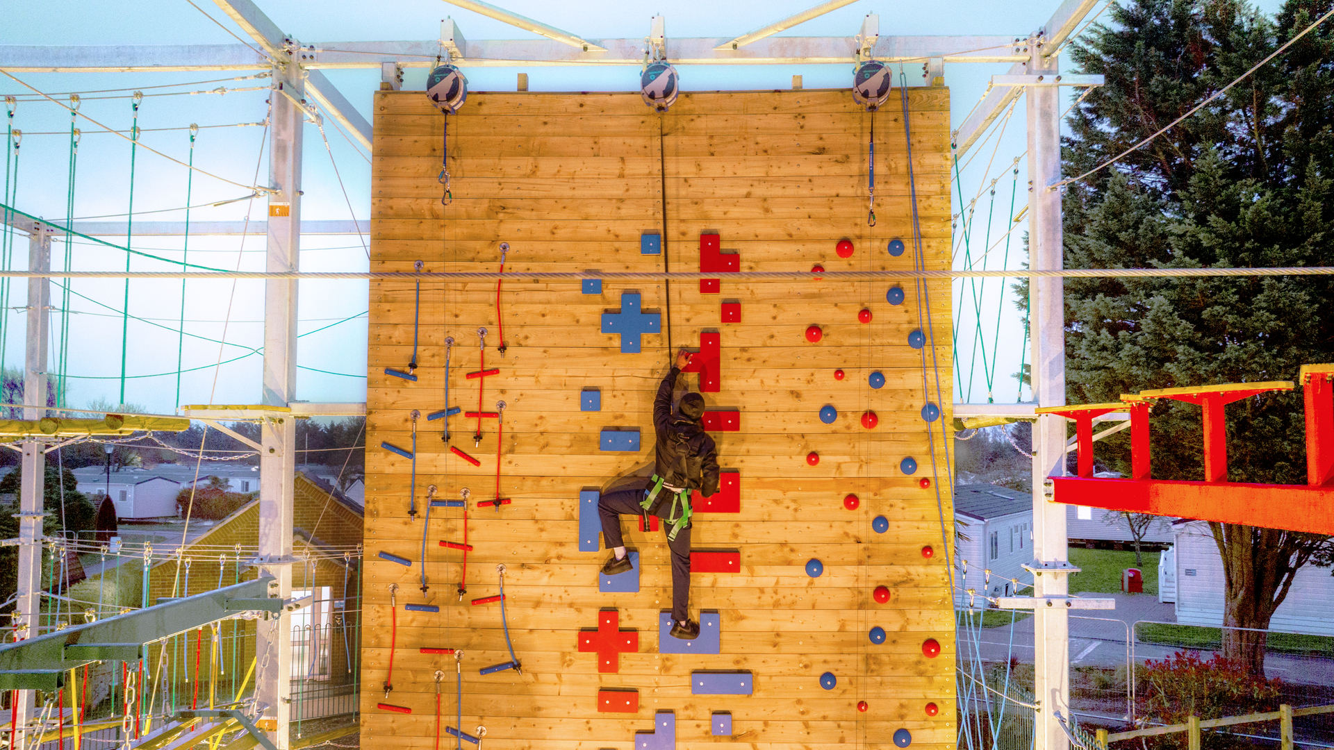 The climbing wall at Vauxhall Holiday Park